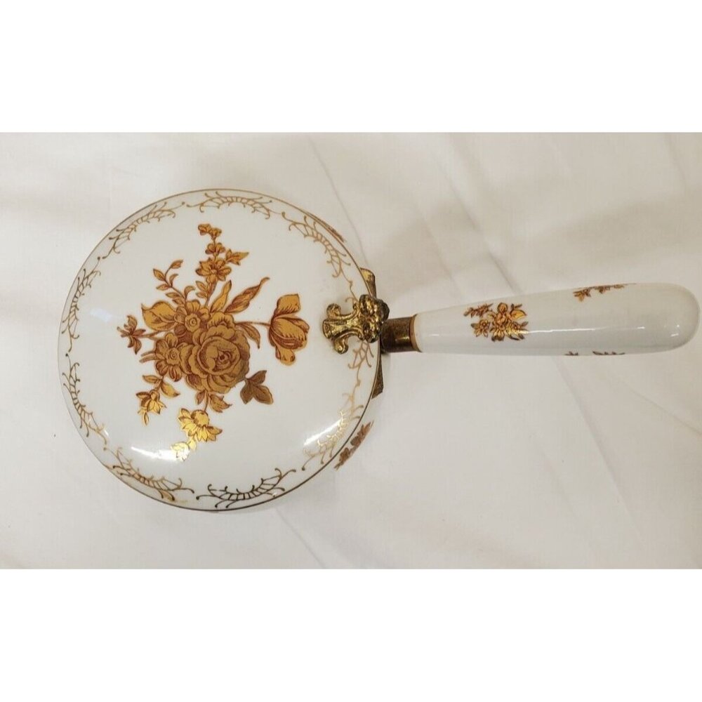 10" Silent Butler Crumb Catcher Gold Floral Andrea by Sadek Japan